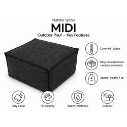 Midi Outdoor 55x55x35 cm – pufa ogrodowa, podnóżek i dodatkowe siedzisko 01