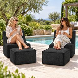 Midi Outdoor 55x55x35 cm – pufa ogrodowa, podnóżek i dodatkowe siedzisko 01