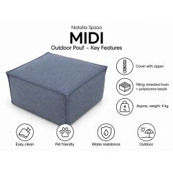 Midi Outdoor 55x55x35 cm – pufa ogrodowa, podnóżek i dodatkowe siedzisko 06