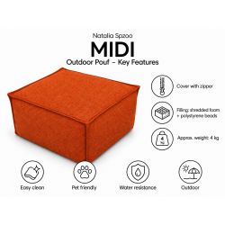 Midi Outdoor 55x55x35 cm – pufa ogrodowa, podnóżek i dodatkowe siedzisko 09