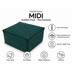 Midi Outdoor 55x55x35 cm – pufa ogrodowa, podnóżek i dodatkowe siedzisko 26
