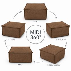 Midi Outdoor 55x55x35 cm – pufa ogrodowa, podnóżek i dodatkowe siedzisko 37