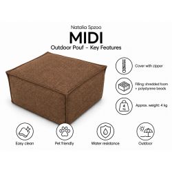 Midi Outdoor 55x55x35 cm – pufa ogrodowa, podnóżek i dodatkowe siedzisko 37