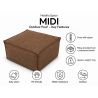 Midi Outdoor 55x55x35 cm – pufa ogrodowa, podnóżek i dodatkowe siedzisko 37
