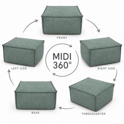 Midi Indoor 55x55x35 cm – pufa do salonu, podnóżek i dodatkowe siedzisko B09