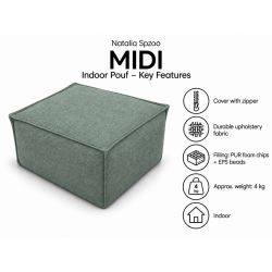 Midi Indoor 55x55x35 cm – pufa do salonu, podnóżek i dodatkowe siedzisko B09