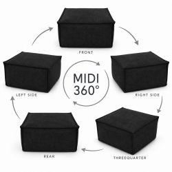 Midi Indoor 55x55x35 cm – pufa do salonu, podnóżek i dodatkowe siedzisko B15