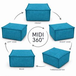 Midi Indoor 55x55x35 cm – pufa do salonu, podnóżek i dodatkowe siedzisko B18