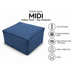 Midi Indoor 55x55x35 cm – pufa do salonu, podnóżek i dodatkowe siedzisko B39