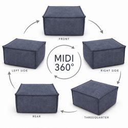 Midi Indoor 55x55x35 cm – pufa do salonu, podnóżek i dodatkowe siedzisko B40