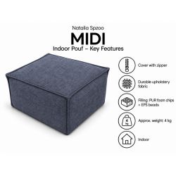 Midi Indoor 55x55x35 cm – pufa do salonu, podnóżek i dodatkowe siedzisko B40