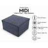 Midi Indoor 55x55x35 cm – pufa do salonu, podnóżek i dodatkowe siedzisko B40