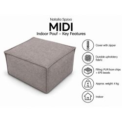 Midi Indoor 55x55x35 cm – pufa do salonu, podnóżek i dodatkowe siedzisko B50