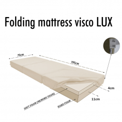 Materac składany Lux 195x75x15 cm H3/H4 Visco do spania, kampera i dla gości - Antracyt