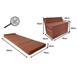 Fotel materac składany 195x70x10 cm - 1000